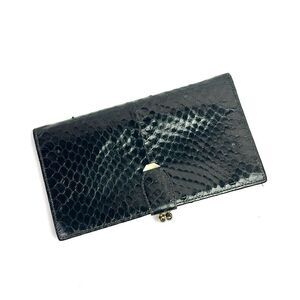 Bosca Women’s Genuine Whip Snake Skin Wallet Coin Purse Black Vintage